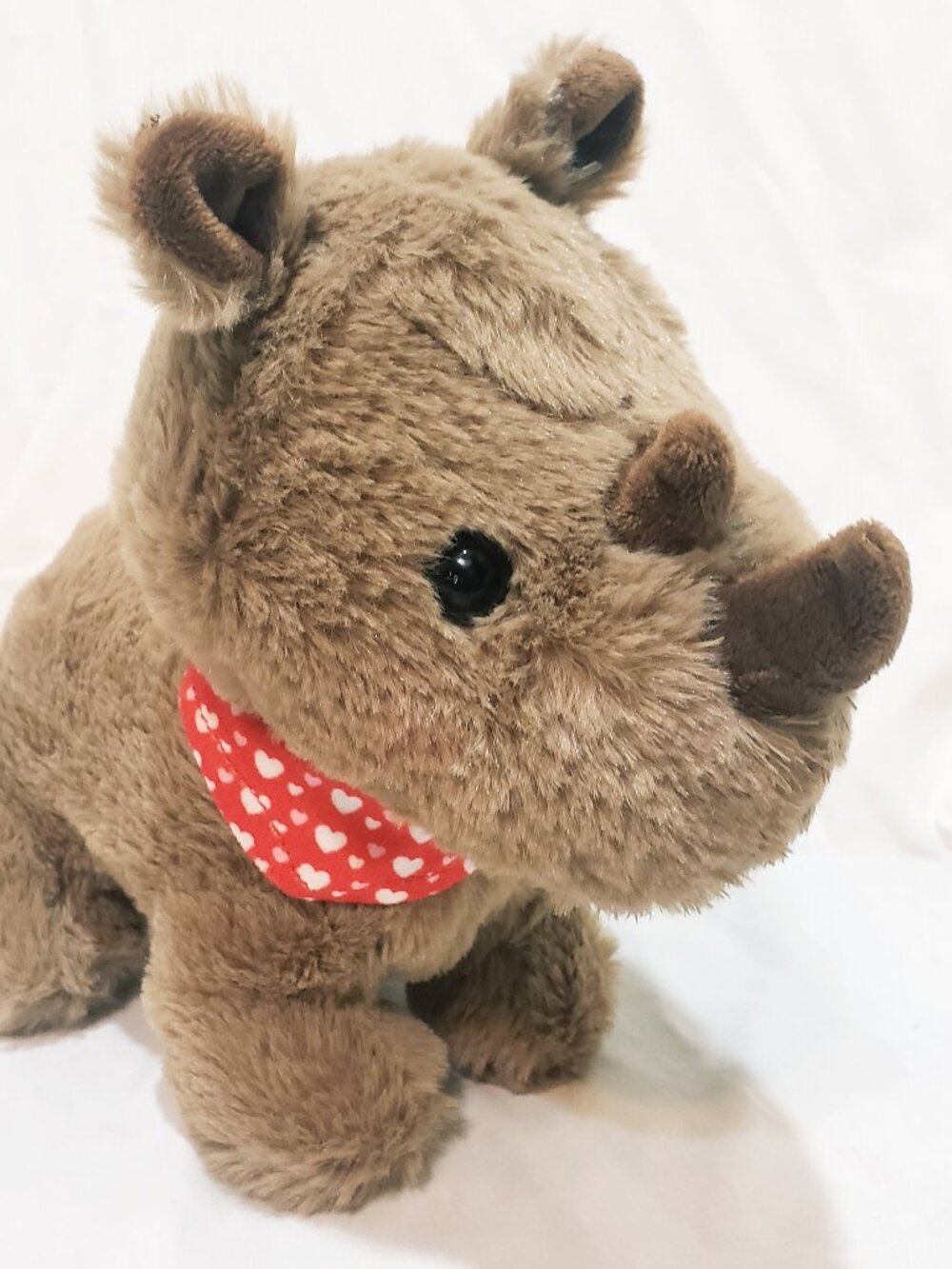 Rhino Brown Hearts Kerchief Plush Stuffed Animal 9" Valentine's Day Homerbest